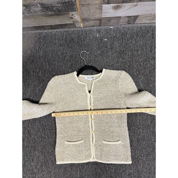 Vintage Adele Joyce Wool Blend Ivory Cardigan Pearl Buttons - Medium - Picture 5 of 6